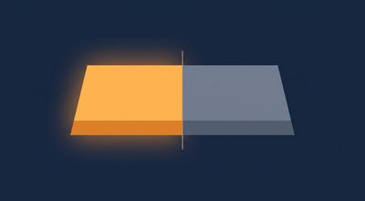 A large geometric button split down the middle, one half lit warm amber and responsive, the other dull slate and delayed.